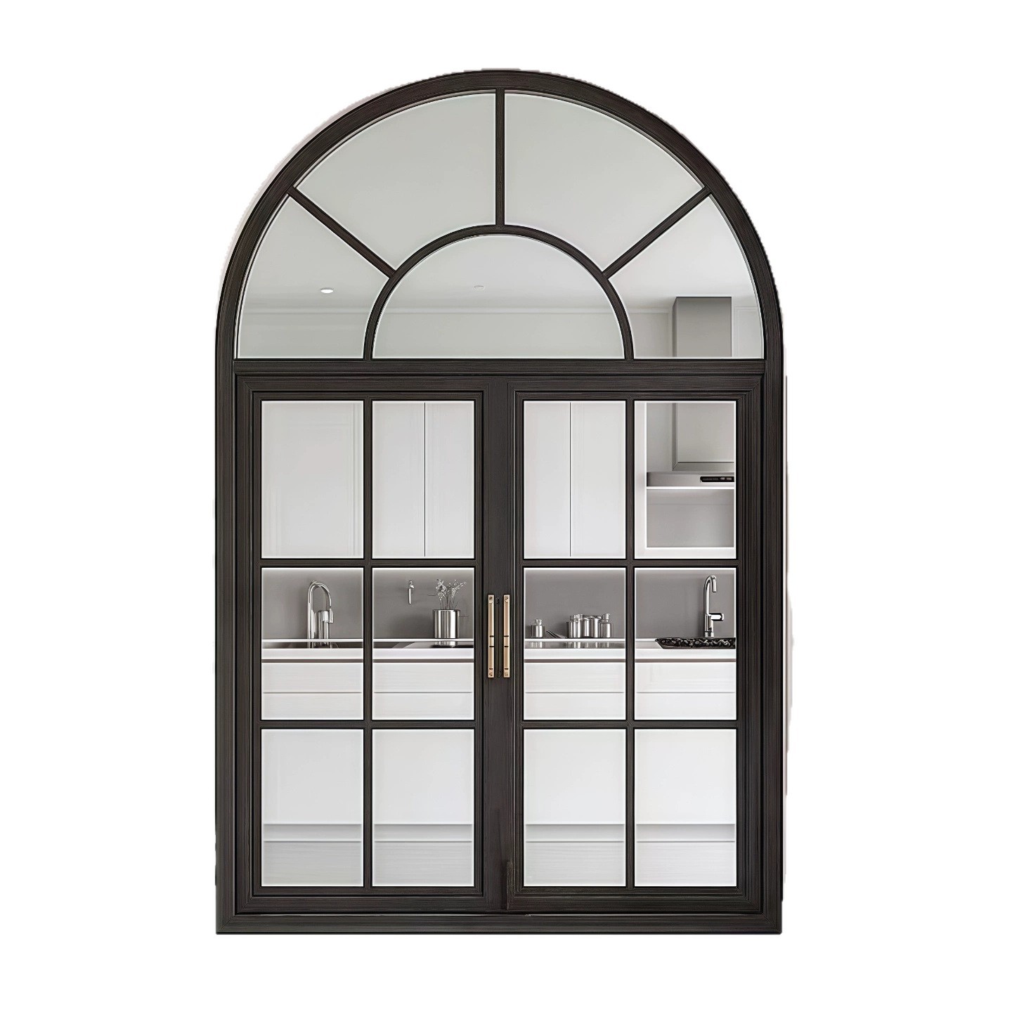 Ventanas deslizantes francesas ventanas retro ventanas de arco de hierro forjado ventanas de vidrio templado ventanas de aluminio particiones decorativas image 6