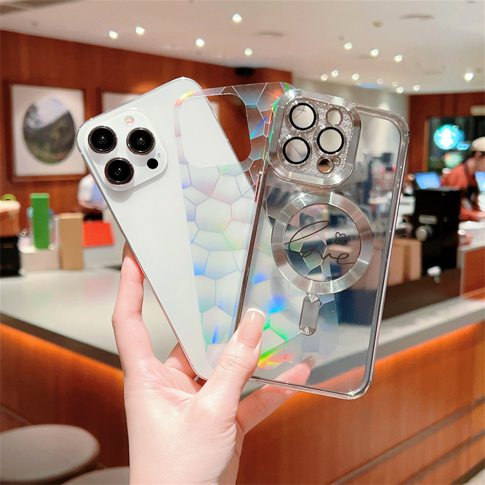 Funda Protectora Magnética para iPhone 17 Pro Max, con Imán Resistente Electrochapado, Diseño de Cubo de Agua Láser, Compatible con Apple 16 y 15