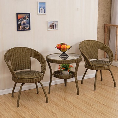 Leisure iron chair 618 Wicker chair Swivel chair Three adult outdoors indoor combination backrest chair balcony Tables and chairs
