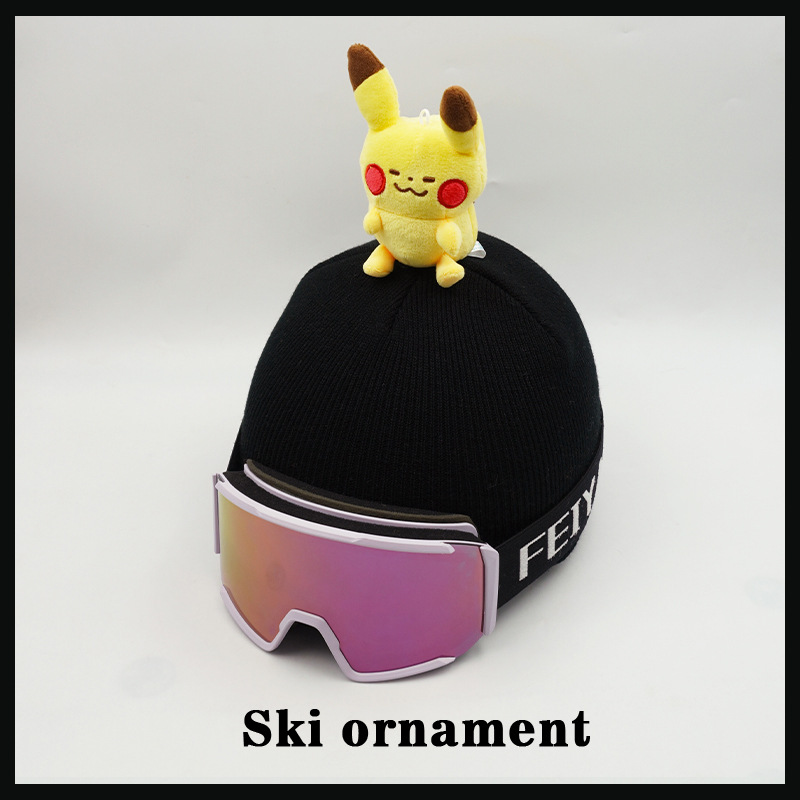 Creative Versatile Personality Bean Eye Pikachu Doll Ski Hat Set Headgear Accessories Wool Hat Handmade