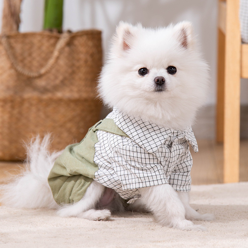 Dog clothes wholesale summer thin four-legged plaid all-in-one overalls cat clothing pet clothing