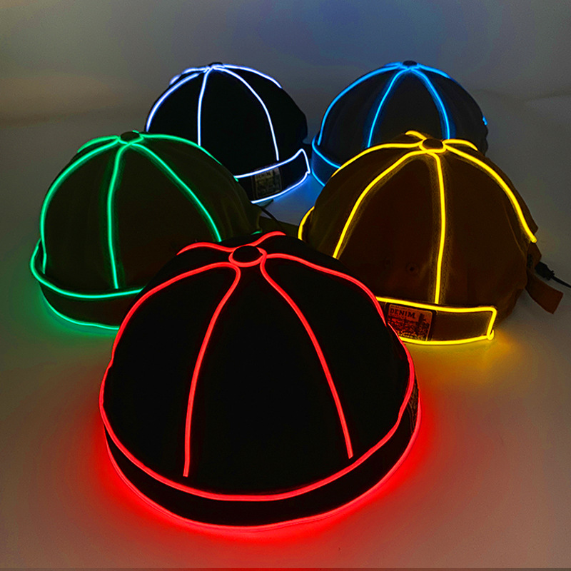 Japón Inglés LED retro gorra de piel de melón hombre hip-hop coreano estilo boina calle sin techo gorra mujer