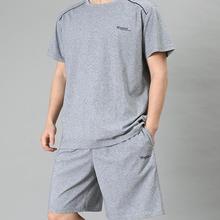 夏季棉短袖运动套装男士健身跑步加肥大码薄T恤背心短