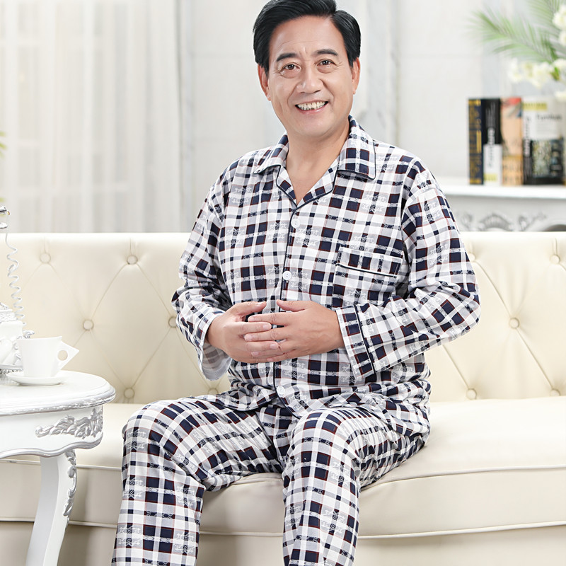 Otoño y invierno nuevo estilo de ropa de casa para hombres simple ocio de mediana edad para enviar a papá para usar pijamas de primavera conjunto al por mayor