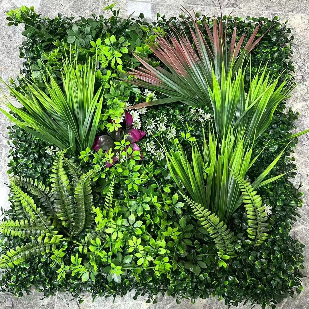 Pared de planta de simulación, sala de estar, pared de decoración, planta verde persa, pared de helecho de simulación, decoración de interiores de boda