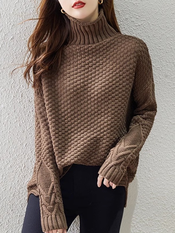 Suéter de cuello alto de alta calidad para mujer Otoño e Invierno 2024 nuevo popular engrosado camisa de fondo de moda image 5