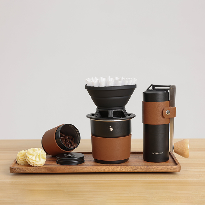 Set de café artesanal para exteriores, combo individual con filtro, taza, recipiente para granos, cafetera, portátil para uso doméstico
