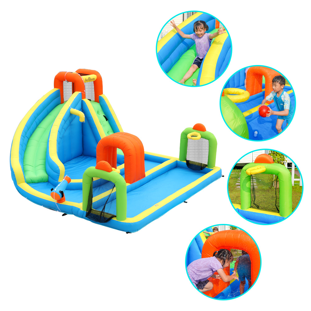 SunSports | Castillo inflable pequeño hogar tipo castillo inflable cama de salto para niños tobogán castillo inflable piscina de olas