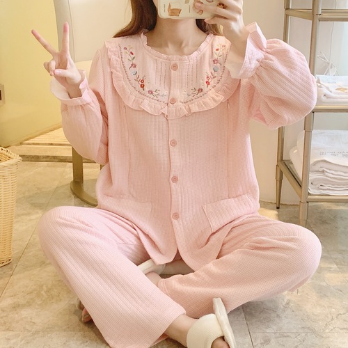 New Autumn/Winter Postpartum Nursing Set with Air Cotton Feeding Layer, Maternity Pajamas Set Homecoming Pajamas Sleepwear