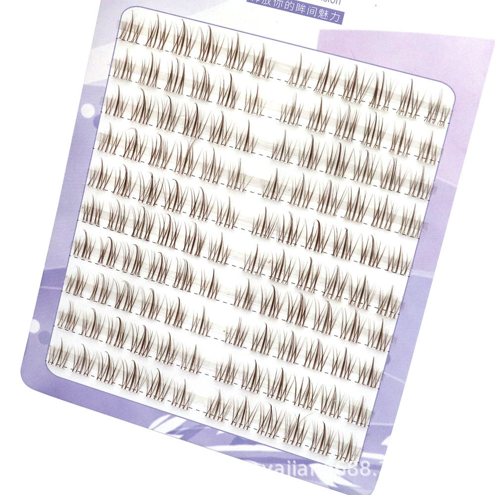 Cluster false eyelashes, double‑pointed wheat‑ear style, natural segmented pre‑made clusters