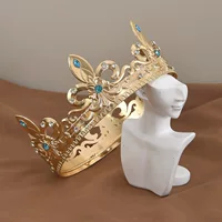 Европейская и американская популярная свадебная корона, тиара, круглая корона в стиле барокко, точка, бриллиант, капля воды, сплав, высококачественная корона, аксессуары для волос