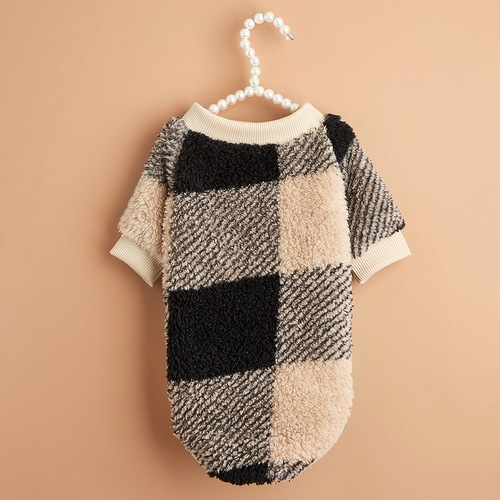 Small dog and cute cat plush sweatshirt manufacturer wholesale trendy cross-border supply grid pet clothing