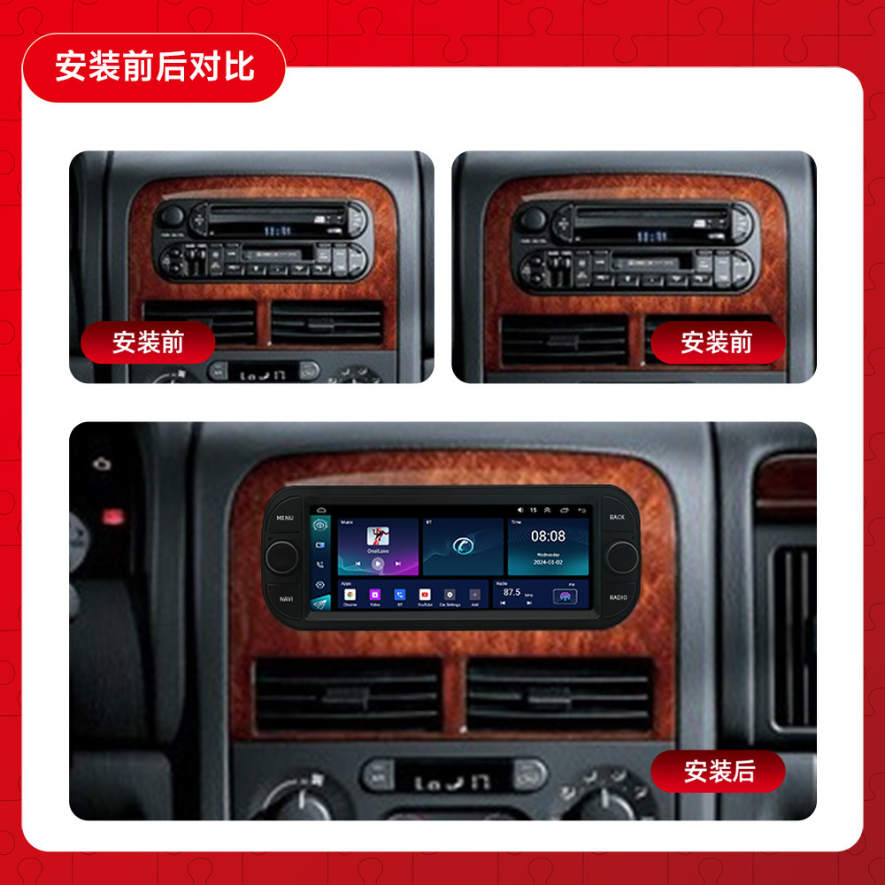 Adecuado para Jeep Dodge Chrysler Grand Jielong 02-06 navegación todo en uno GPS para automóvil universal