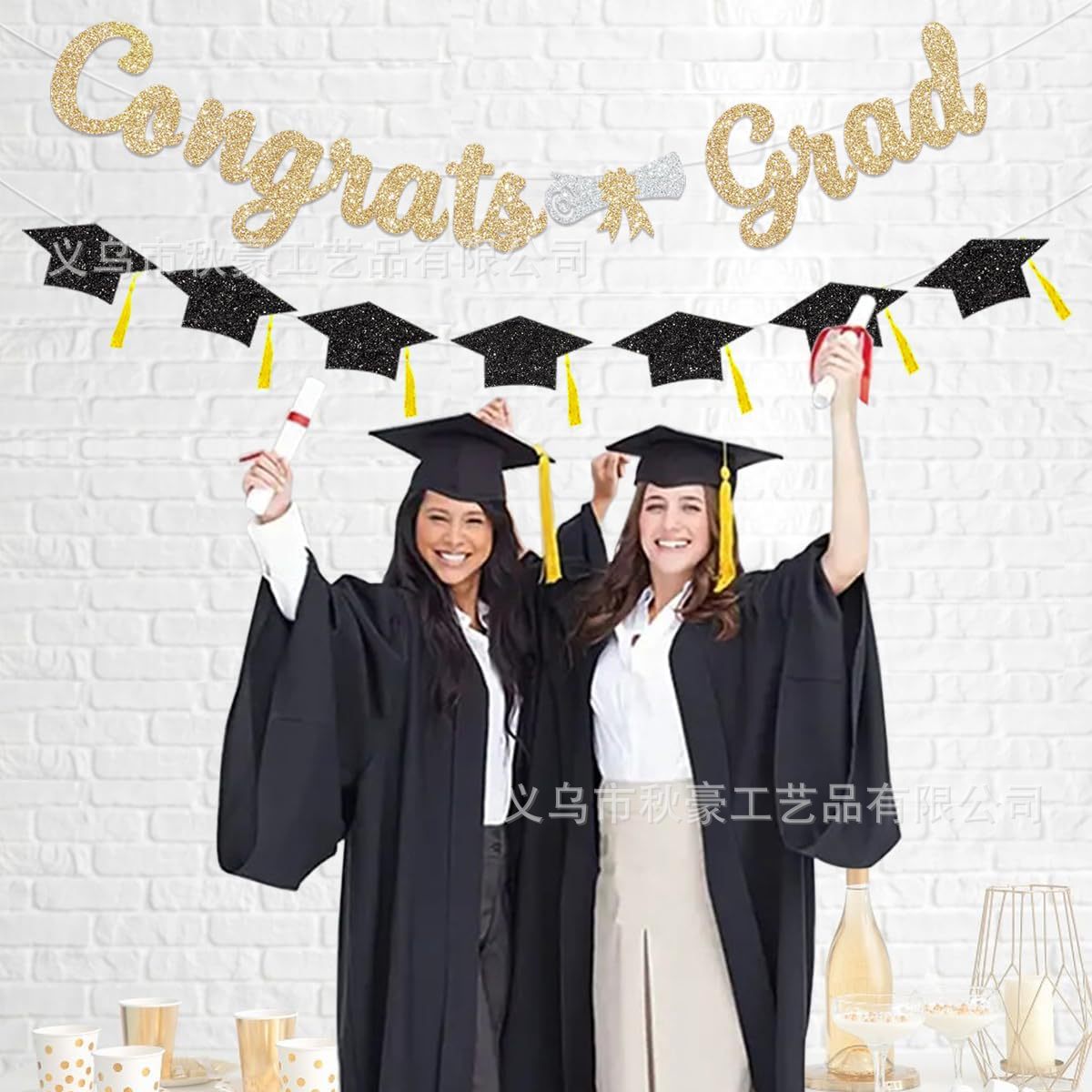 Graduación Jila Banner 2024 Graduación Jila Banner Decoración de la ceremonia de graduación de cebolla dorada Bandera