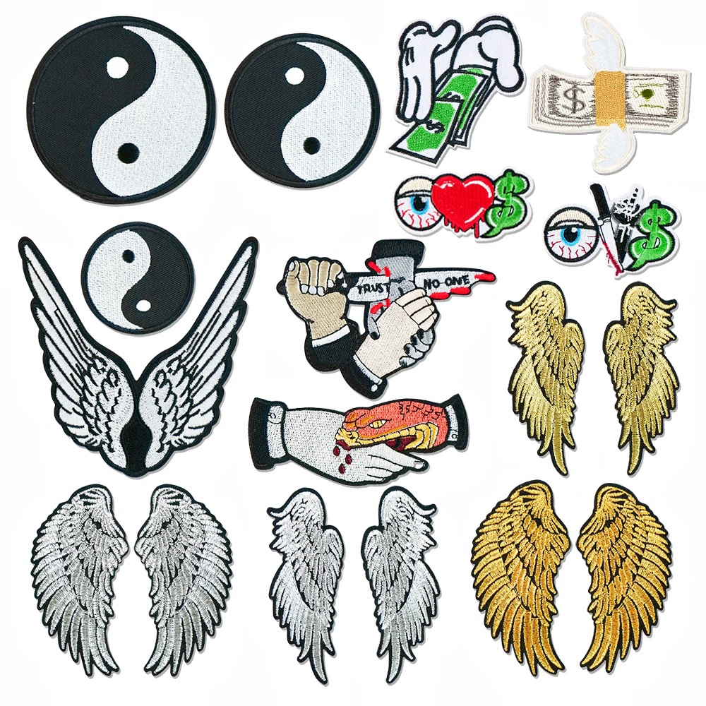 Вышитая на компьютере нашивка «Тай-чи, Багуа, Крылья, Доллар» для декора одежды и ремонта, креативная вышивка, нашивка для рукоделия