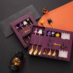 クロスボーダーステンレス鋼ハロウィン食器ハロウィン漫画人形デザートスプーンフルーツフォークロングハンドルコーヒー撹拌スプーン