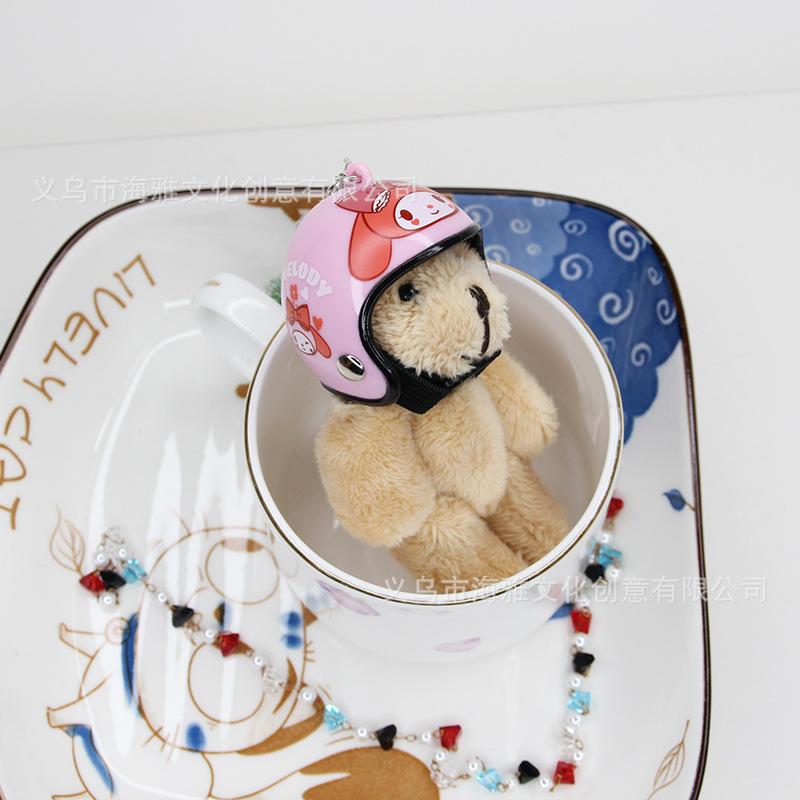 Estilo coreano 9cm pelo largo motocicleta oso muñeca extremidades móvil tire molino de viento motocicleta teléfono móvil colgante bolsa coche