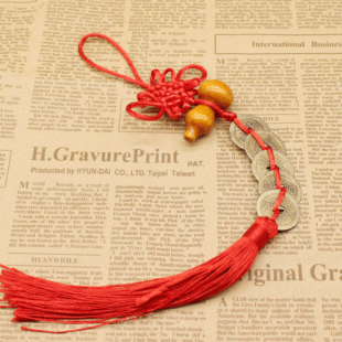 Chinese knot wooden gourd pendant alloy imitation copper five Emperor peach Jewelry pendant travel stall live broadcast real copper car hanging