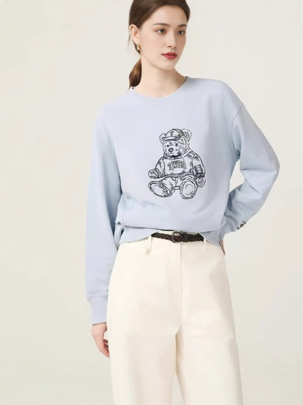 2025秋季新款趣味大熊图案简约舒适上衣线条熊女卫衣TTMA254902E|undefined