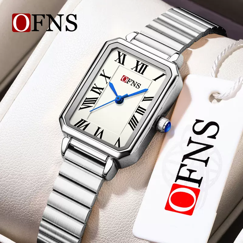Ofns品牌外贸女表小众复古三针石英表防水女生ins风百搭女士手表