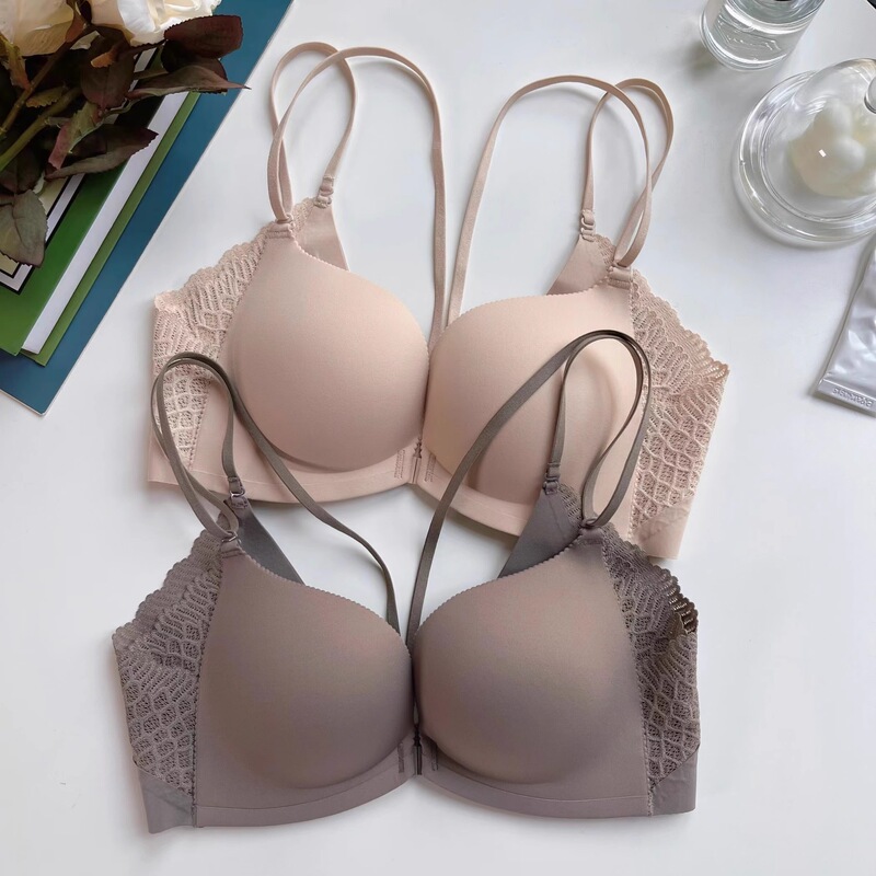 6333 Japanese Front Buckle Beauty Back Underwear Women's Small Chest Push-up Large Litching Sexy No-steel Ring No-trace Bra