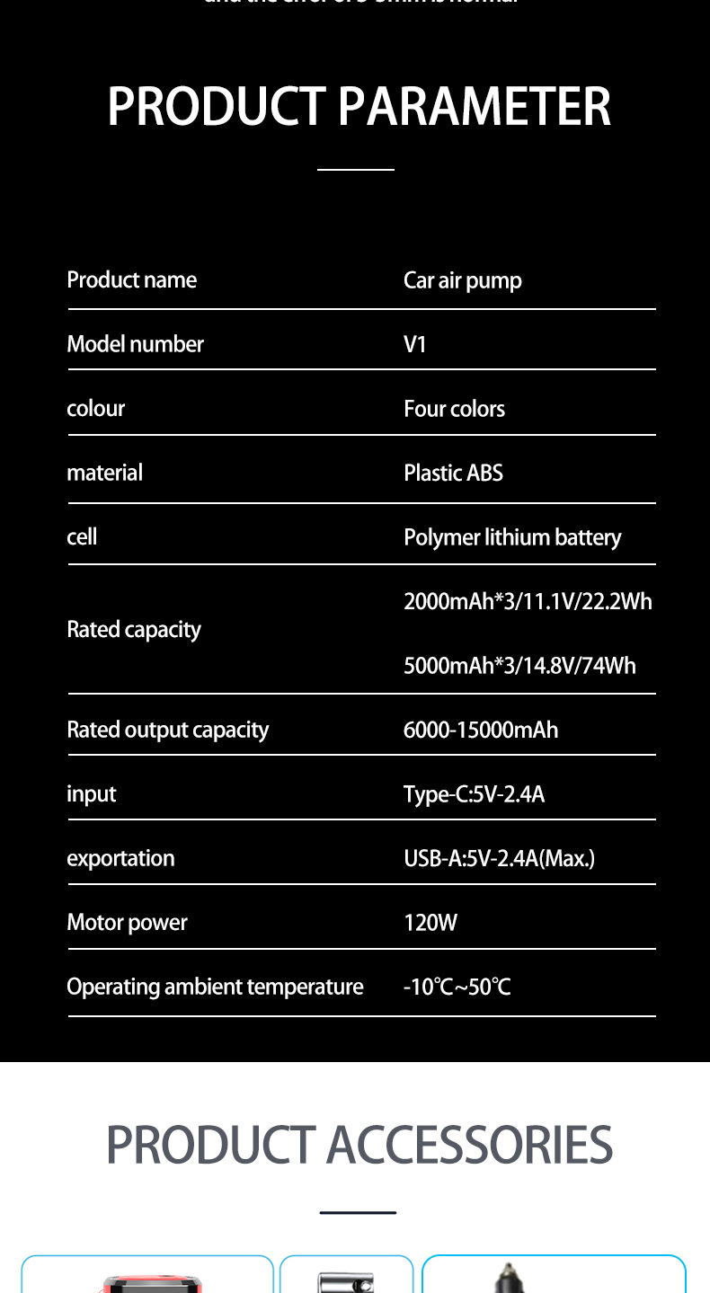 Customized 25-cylinder car air pump with automatic charging and shut-off, smart wireless portable tire, ball, and kayak inflator