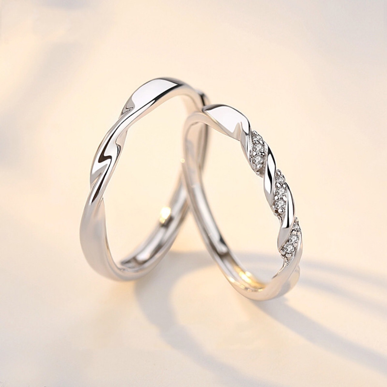 Mobius Strip Couple Rings Light Luxury Simple Personality Versatile Niche High-End Design Unisex Open Rings