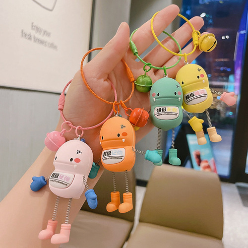 Creative Acrylic Spring Dinosaur Keychain for Women Cute and Exquisite Car Key Chain Bag Pendant Small Gift Wholesale