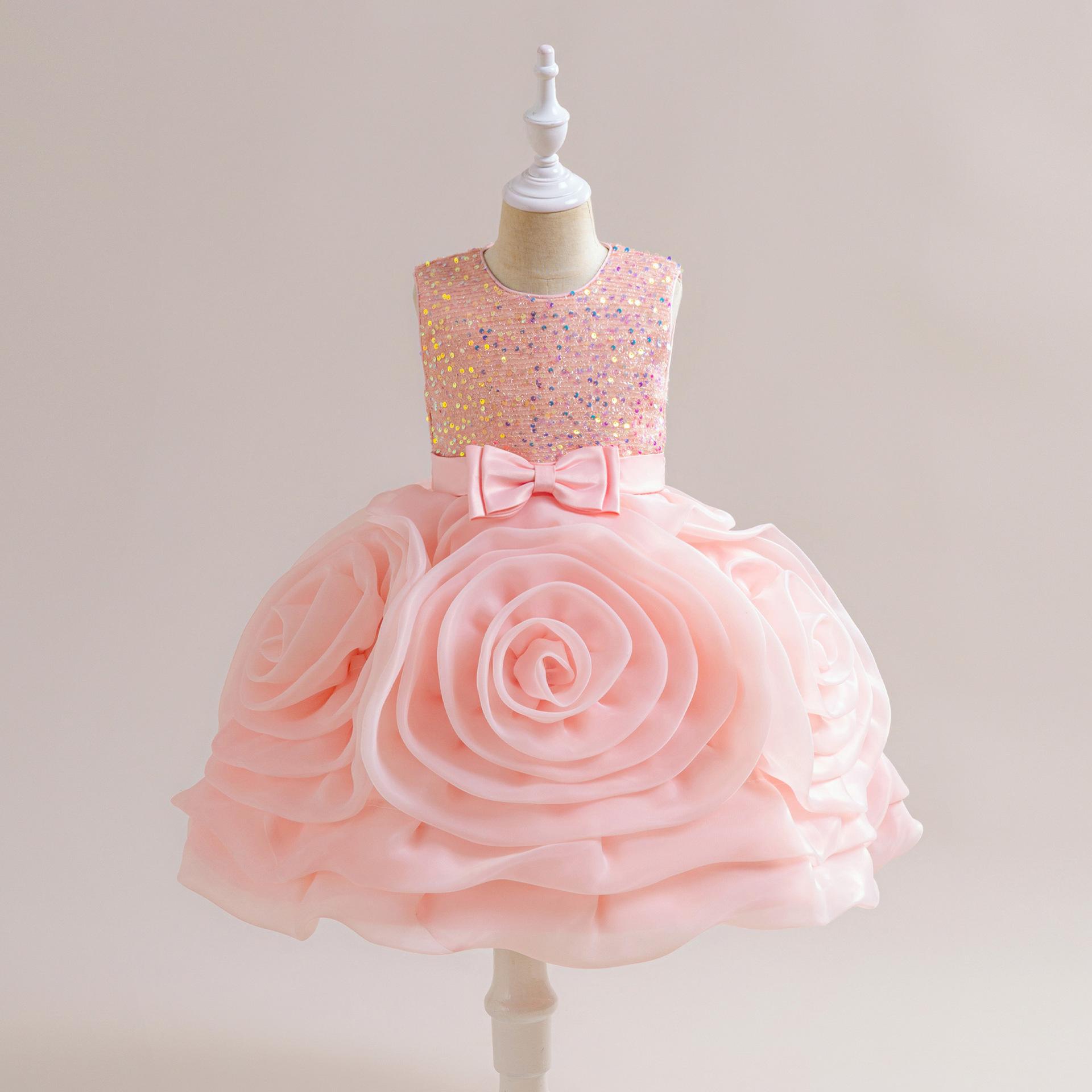 Verano nuevo brotes de flores vestidos de niñas sin mangas sequillas princesa de flores grandes elementos de flores vestidos de niñas
