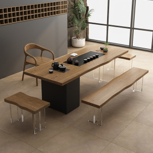 Solid Wood Acrylic Tea Table and Chair Combination Tea Tray Tea Table Integrated Simple New Chinoiserie Living Room Kung Fu Tea Table Coffee Table