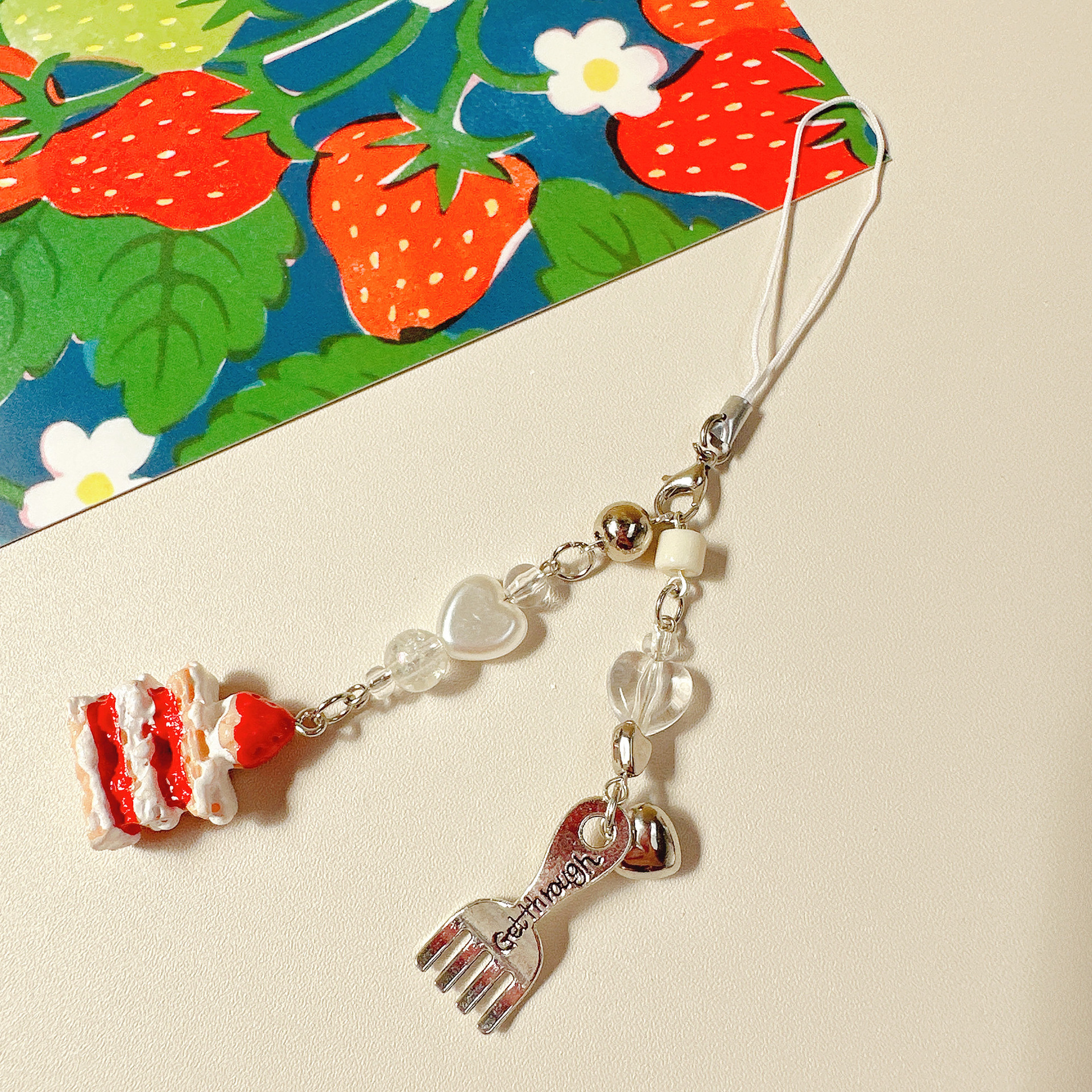 15g Weight 1 Piece Sweet Fruit Acrylic Beaded Mobile Phone Chain