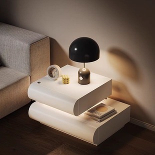 Internet Popular Bedside Table Italian Style Bedroom Home Leather Minimalist New Style Solid Wood White Storage Bedside Cabinet for Storage Cream