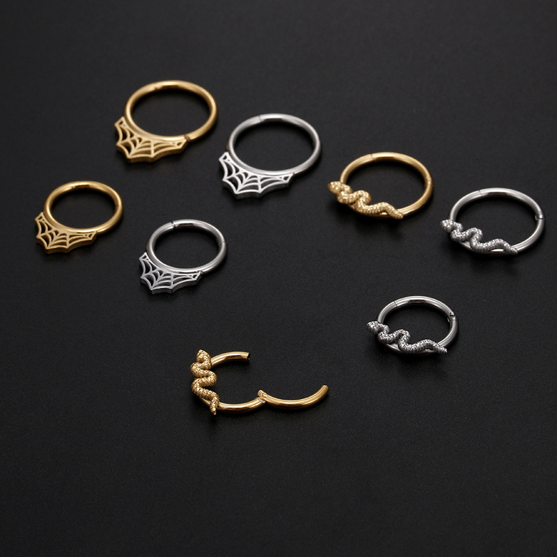 PVD Coated Gold Plating Process 18K Real Gold Plated Plating Material Zircon Inlay Material Ear Cartilage Rings & Studs, Nose Pin Piercing Type Streetwear Snake Stainless Steel Nose Studs
