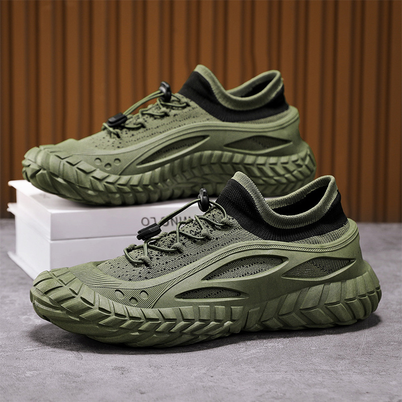 Zapatos de hombre primavera 2025, nuevos zapatos casuales de moda de hombre, malla de vuelo, montaña, protección laboral, marea laboral