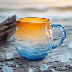新品Sunset Ocean Cup日落海洋树脂杯，含内胆