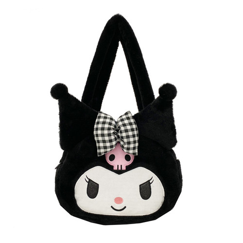 Plush shoulder bag for women  spring new student class bag cartoon cute girl large capacity handbag
