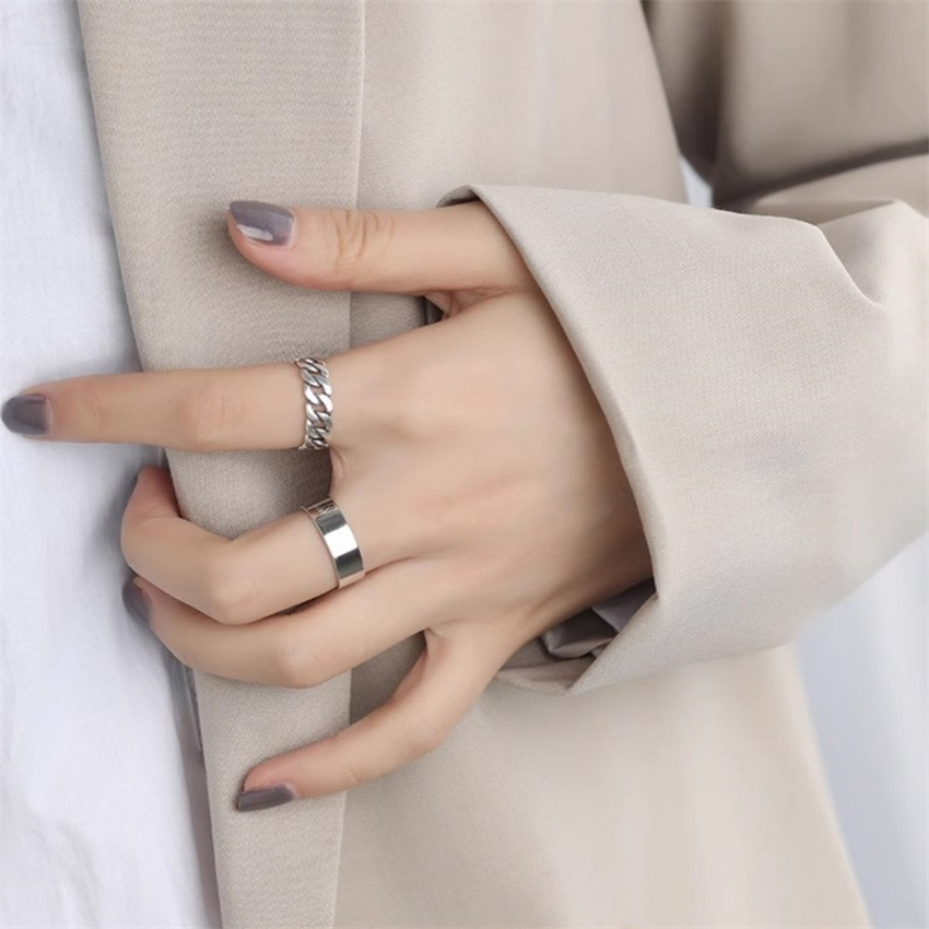 純銀簡約日韓風素圈戒指女ins冷淡風小眾設計輕奢高級感個性指環