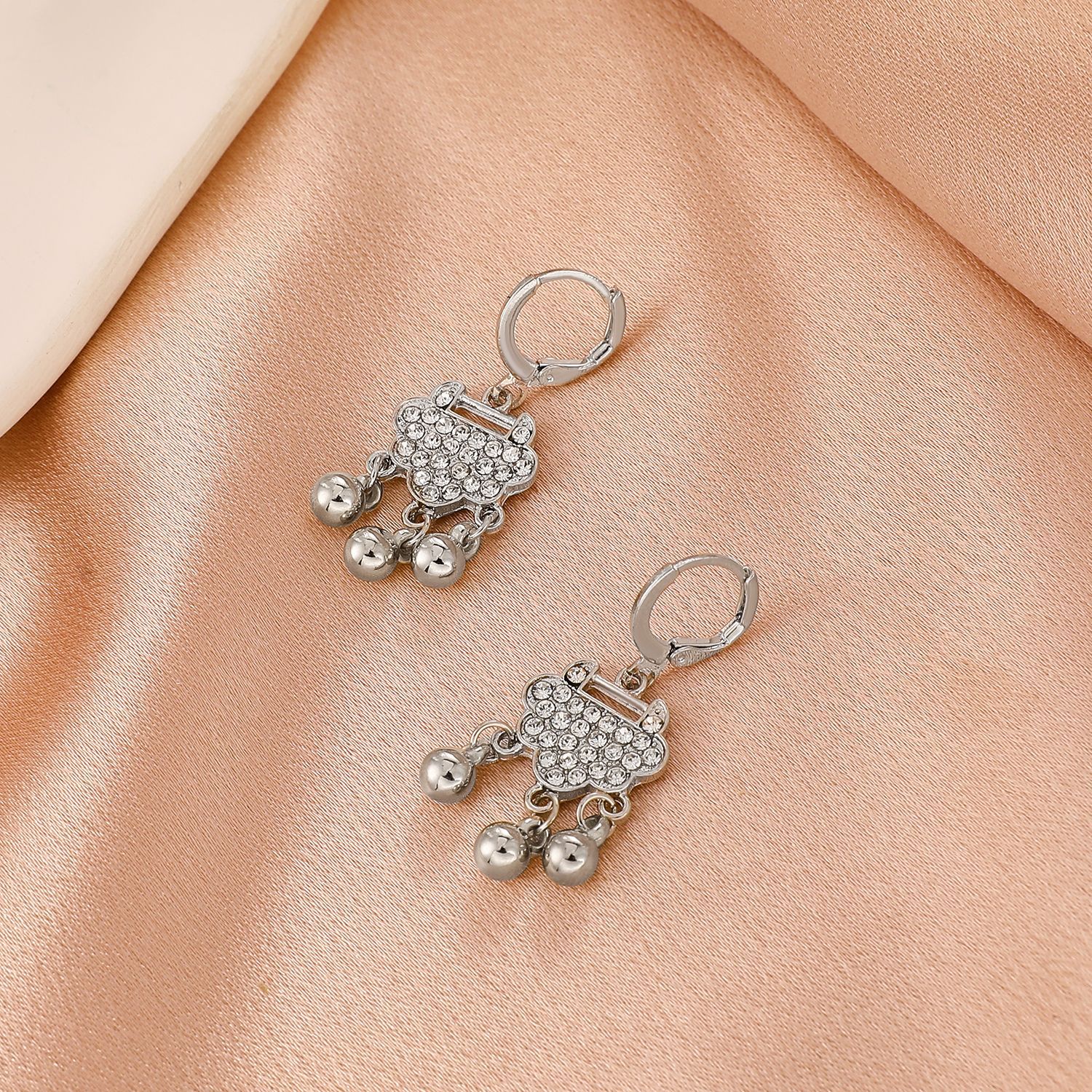 fashion microencrusted zircon lock drop earrings wholesalepicture4