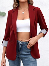 N 49717 Fashion Patchwork Lapel Slim Cardigan ƴ�ӷ��쿪��