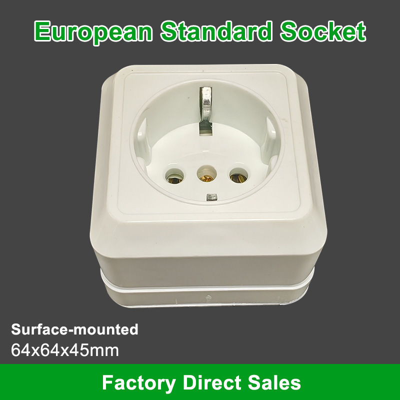 European Standard Wall Socket German Waterproof Plug-in Board French Standard Double Jack with Grounding European Universal Wall-mounted European Standard Wall Socket German Waterproof Plug-in Board French Standard Double Jack with Grounding European Universal Wall-mounted