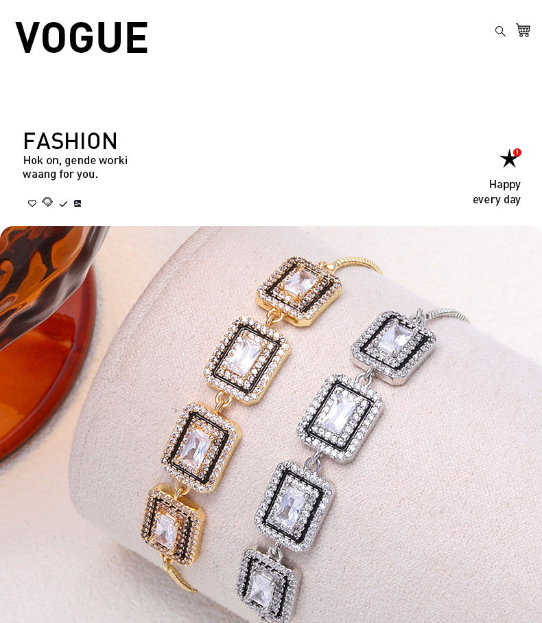 Minimalist Geometric Zircon Bracelet Adjustable Luxury Jewelry_voghion.com