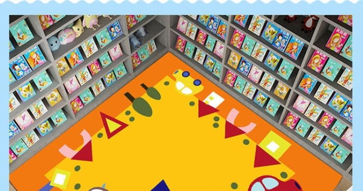 Kindergarten Book Corner Floor Mat Fan-Shaped Cartoon Early Education Center Carpet Children's Room Reading Area Baby Reading Corner