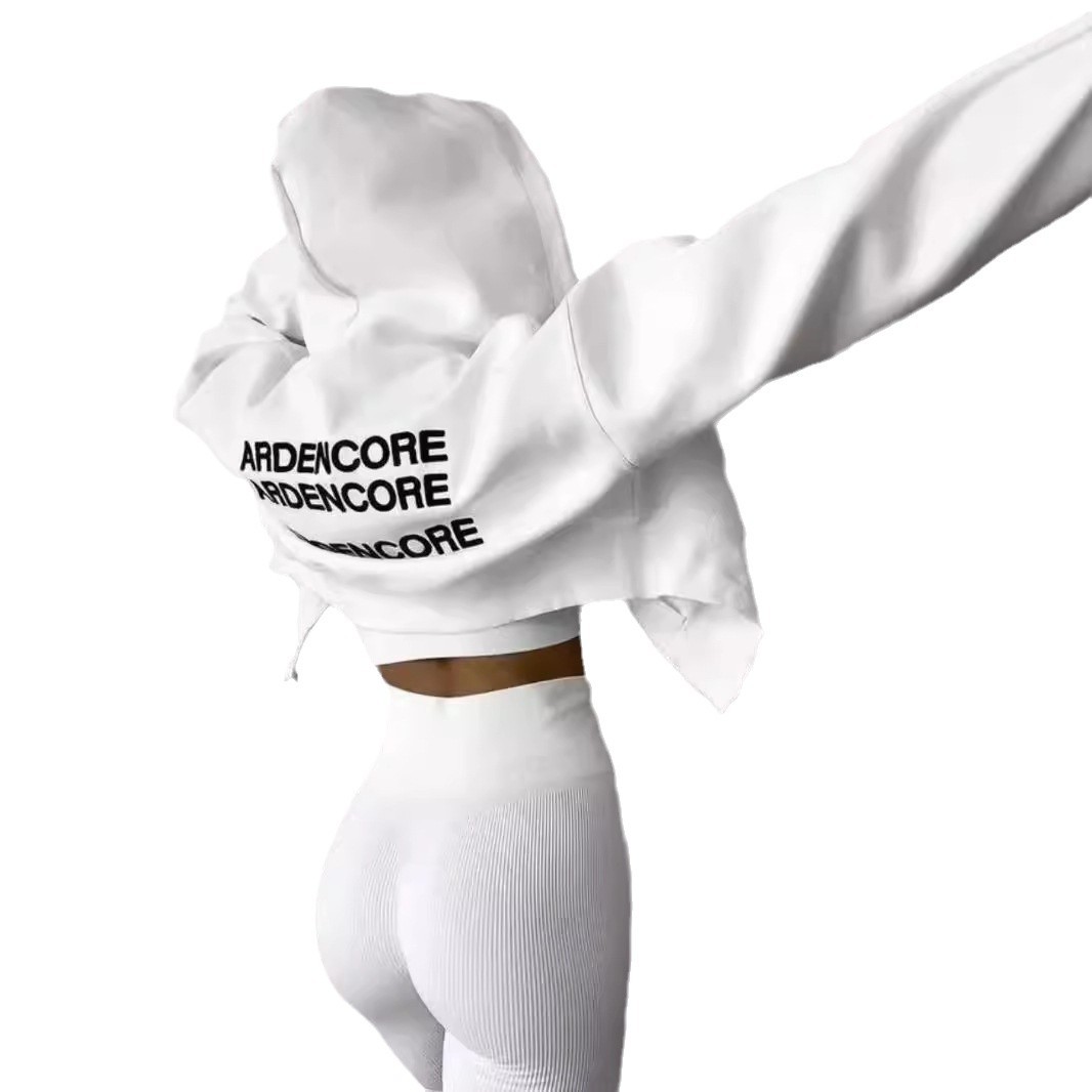 Felpa corta con cappuccio e cerniera, calda e alla moda, autunno inverno 2024, nuova, versatile, ampia, per ragazza calda_voghion.com