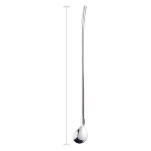 Stainless steel straw spoon 304 stainless steel straw spoon integrated dual-use Bar coffee shop long handle tableware mixing spoon