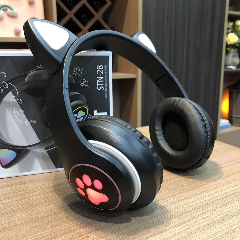 2025年新型発光ヘッドホン型ワイヤレスBluetooth猫耳イヤホン ゲーム、復習、リスニング学習、学生、家庭用|undefined