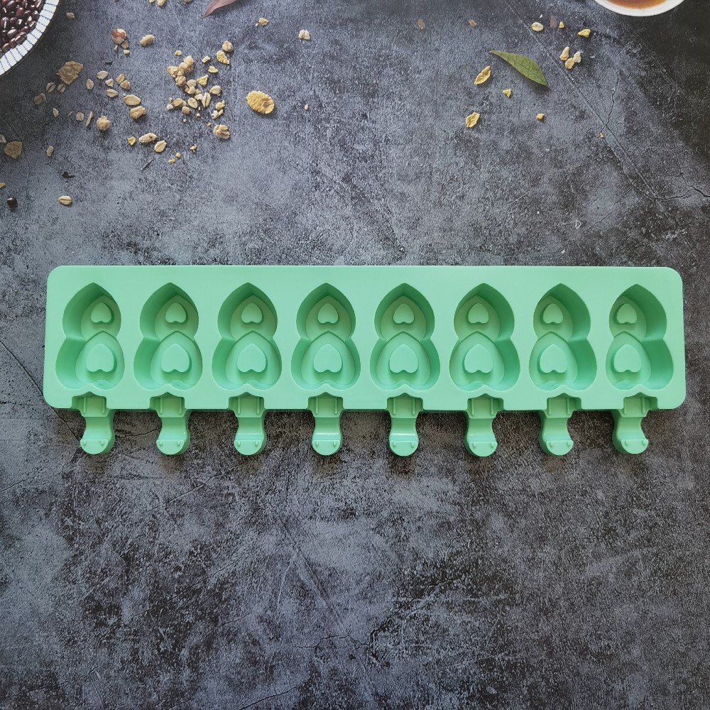 8 Lian Double Love 494 Helado Molde de silicona Paleta de helado Molde de helado Fabricación de rejilla de hielo Suministros para fiestas de verano