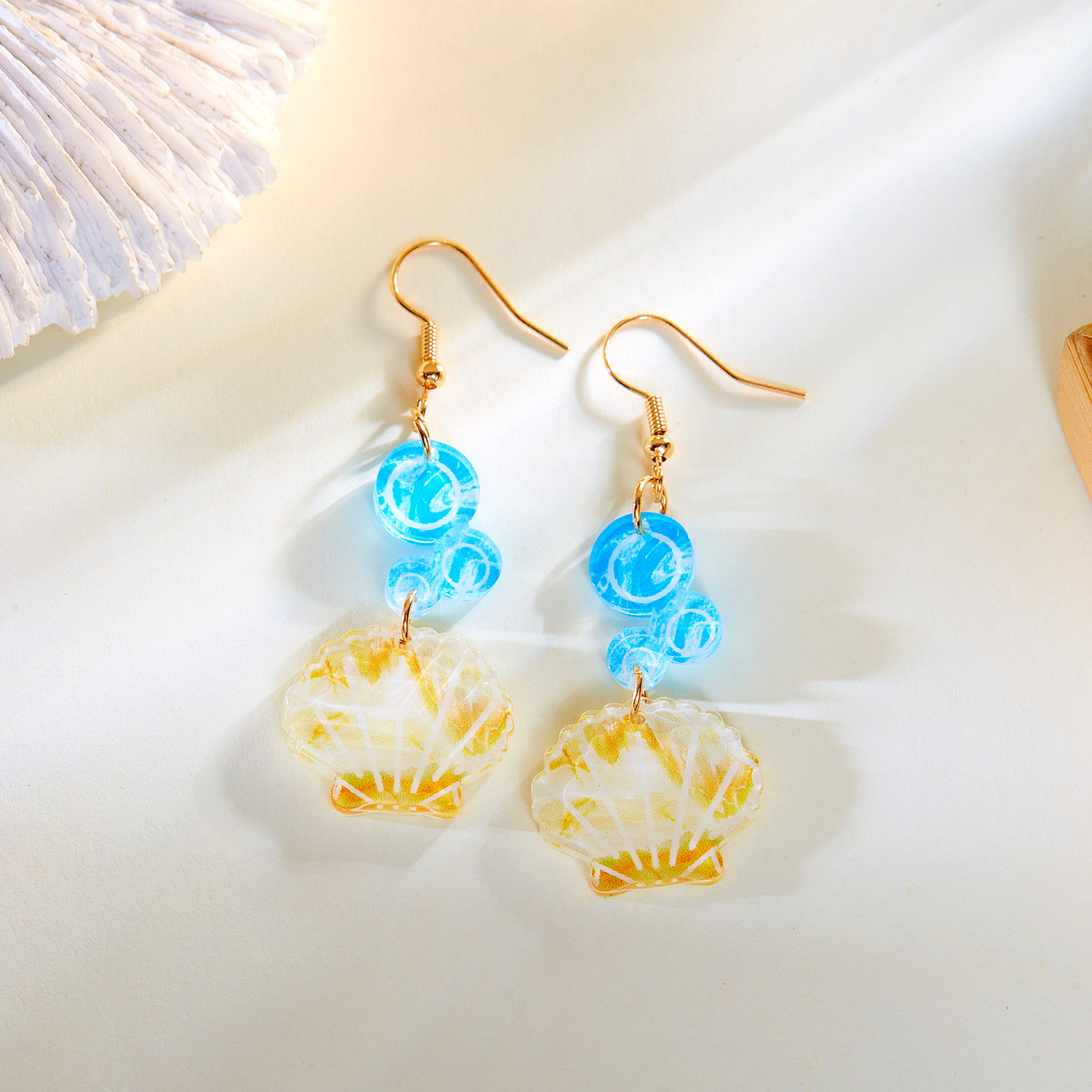 11g Weight Alloy Ear Needle Material Drop Earrings Classification 1 Pair Quantity Holiday, Daily Occasion Acrylic Material Starfish Pattern Spring&Summer Season Women's Gender Plating Design Vacation, Classic Style Style 1 Pair Vacation Classic Style Starfish Plating Acrylic Drop Earrings 25