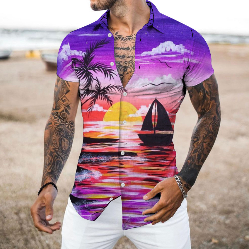 American Cross-border 2025 nueva camisa casual de cuello alto de manga corta de alta calidad para hombres MB1