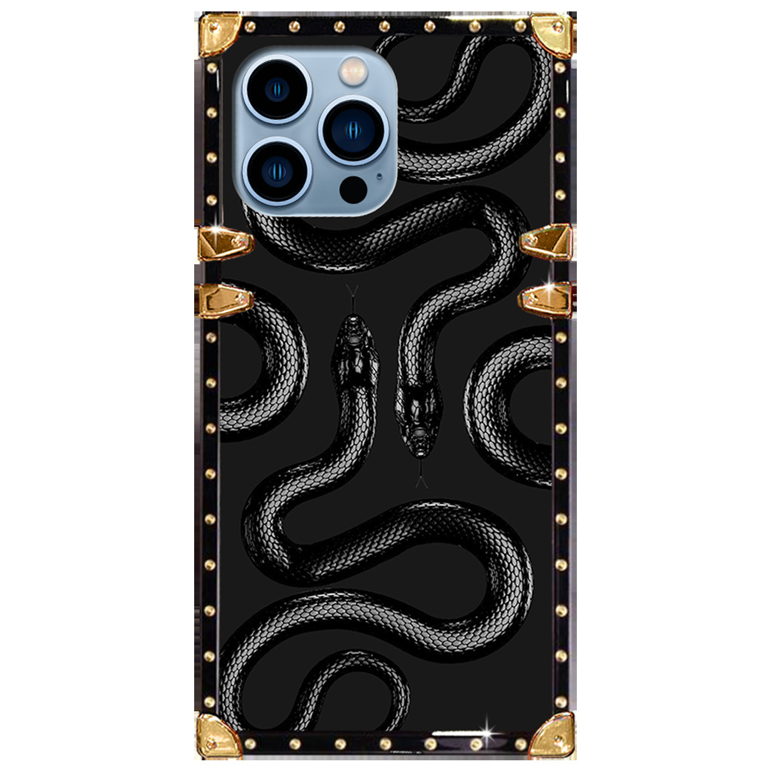 Classic Black Mamba Snake Pattern Anti Drop Phone Case For Apple_voghion.com