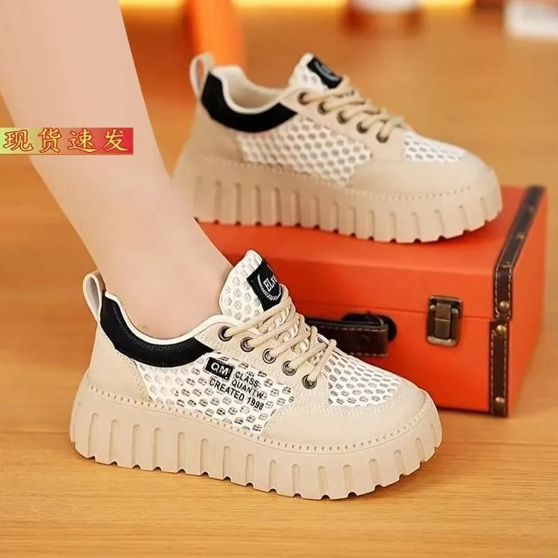 Zapatos de mujer de verano zapatos blancos de malla nuevos tipos coreanos ins estudiantes de alta ventilación zapatos de skate deportivos casuales